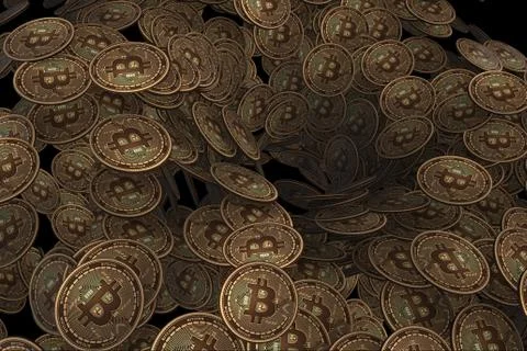 Background made of many cryptocurrency bitcoin - 3d rendering Stock Illustration