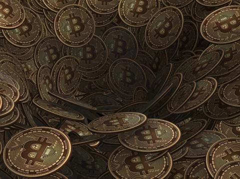 Background made of many cryptocurrency bitcoin - 3d rendering 스톡 일러스트
