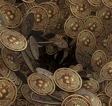 Background made of many cryptocurrency bitcoin - 3d rendering Illustrazione stock