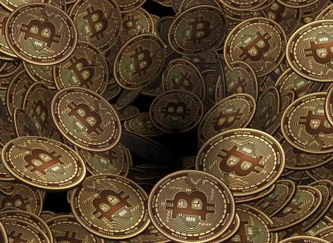 The background made of many cryptocurrency bitcoin - 3d renderin Illustrazione stock