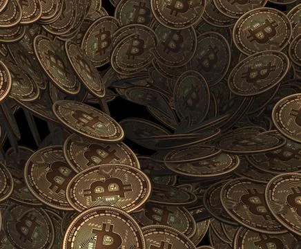 Background made of many cryptocurrency bitcoin - 3d rendering Stock Illustration
