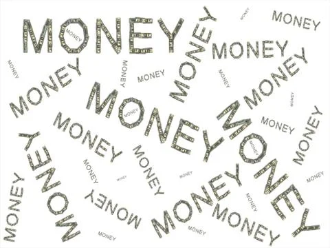 Background made of money words lined on white background illustration Stock Illustration
