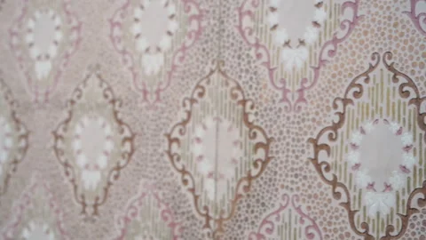 Background made of old paper wallpaper with a pattern with defocused depth. Stock Footage 312066143