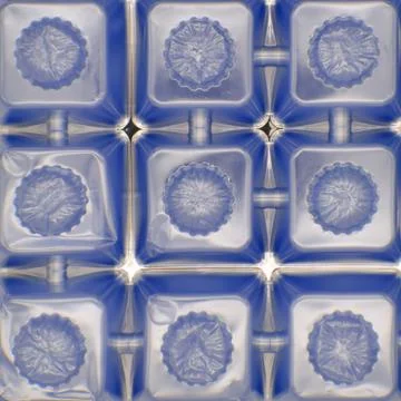Background made of plastic packaging for chocolate in blue. A set of candy bo Stock Illustration
