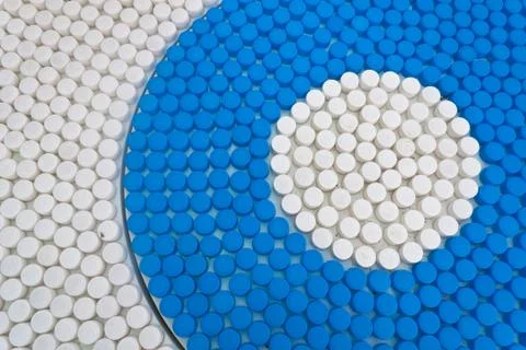 Background made with recycled plastic bottle caps Stock Photos