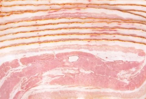 Background made of sliced ham bacon texture in full length Foto stock