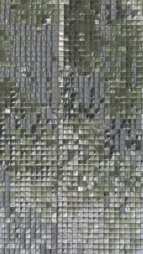 Background made of small square mirrors. Festive concept. The wind stirs th.. Stock Footage 285709018