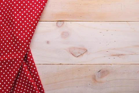 The background made from tablecloth on wooden table Stock Photos