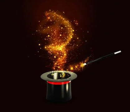 Background Magic Hat With Shine. isolated black, 3d Illustration Stock Illustration