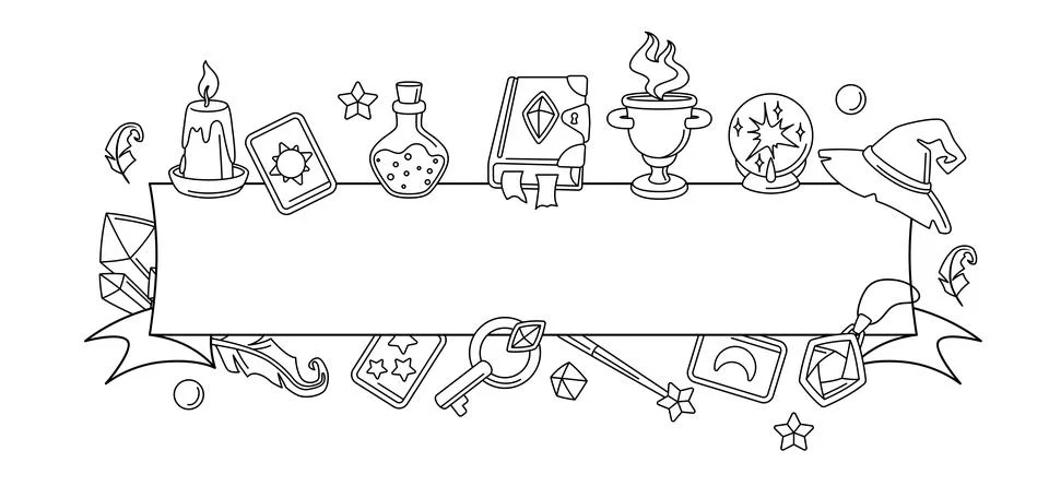 Background with magic items. Witchcraft alchemy mystery elements. Stock Illustration