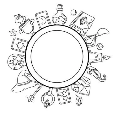 Background with magic items. Witchcraft alchemy mystery elements. Stock Illustration