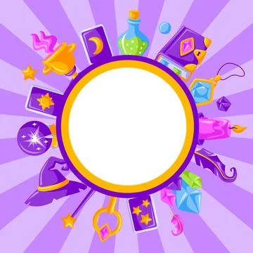 Background with magic items. Witchcraft alchemy mystery elements. Stock Illustration