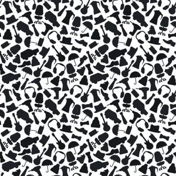 Background for man, shopping items on seamless pattern Stock Illustration