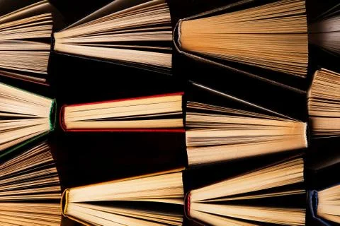 Background of many books, texture Stock Photos