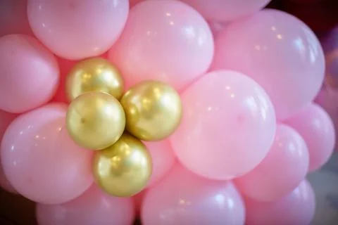 Background many colored balloons forming a bright background wallpaper image Stock Photos