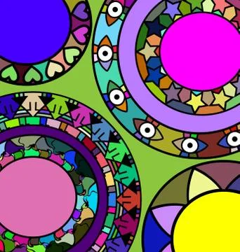 Background many colored circles Stock Illustration