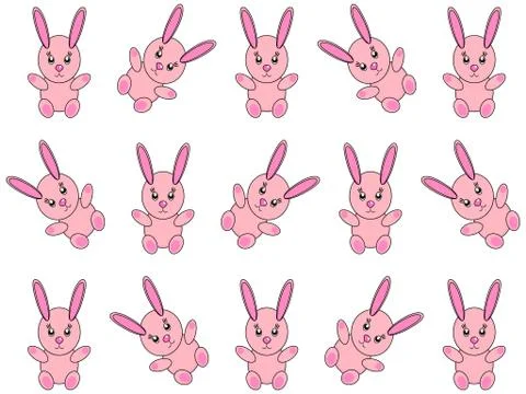 Background of many cute rabbits Stock Illustration