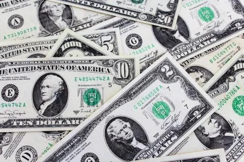 Background of many dollar banknotes Stock Photos