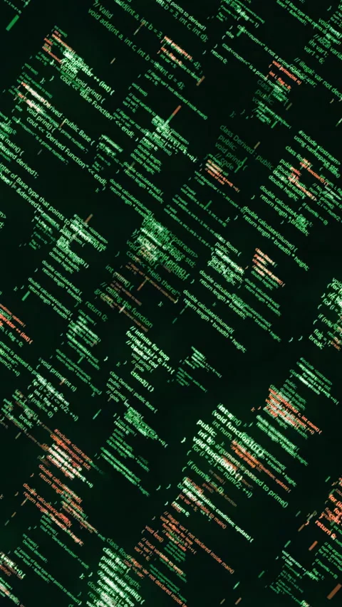 Background of many flying matrix codes. Animation. Green program codes fly and Stock Footage 289637444