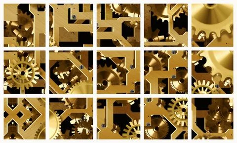 Background of many frames with mechanical gear Stock Illustration