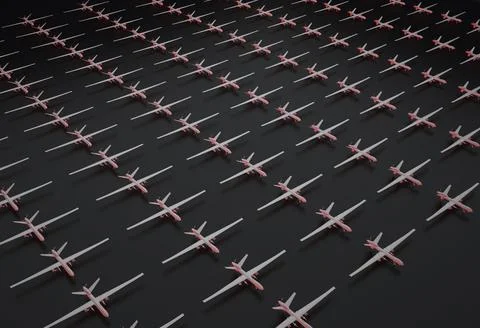Background with many military drones Stock Illustration