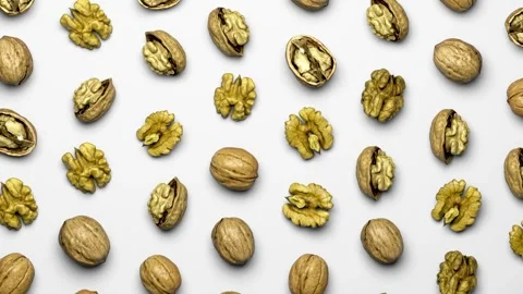 The background with many nuts moves and rotates. Stock Footage 302205414