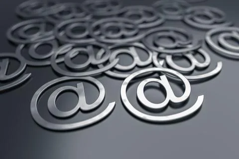 Background of many at signs or mail symbols. 3D rendered illustration. 库存照片