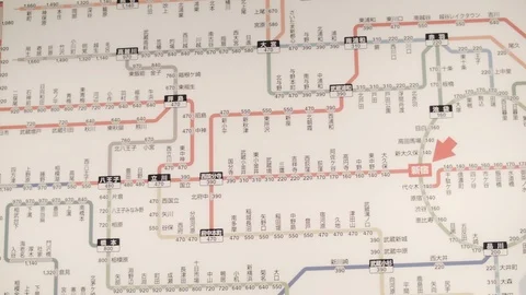 Background map shot of underground subway lines of Tokyo Stock Footage 104908908