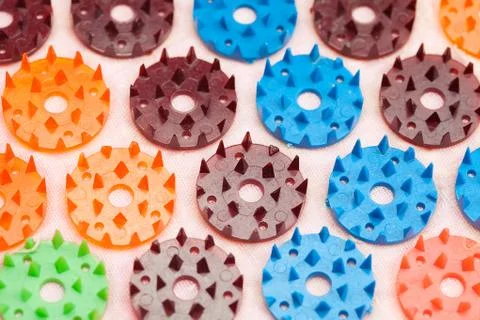 Background from the masseur with needles Stock Photos