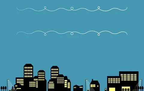 Background material, simple cityscape silhouette Ilustración de archivo