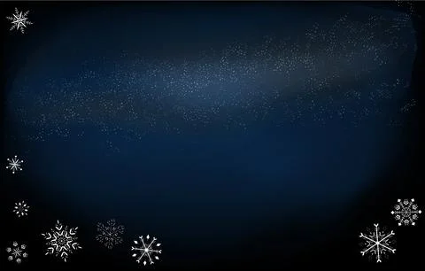 Background material: starry sky and snowflake frame, blue gradient version Stock Illustration
