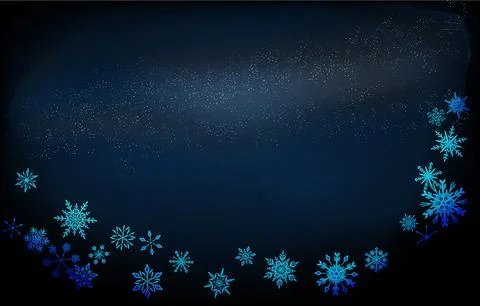 Background material: starry sky and snowflake frame, blue gradient version Illustrazione stock