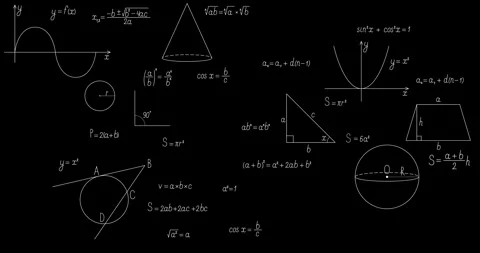 Background with mathematical formulas and graphs Stock Footage 255933629