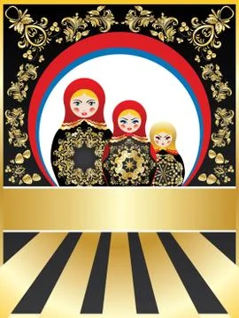 Background with matryoshka dolls Ilustração Stock