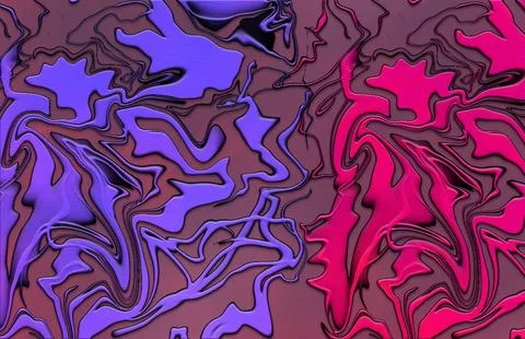 Background of melted, twisted violet and blue  coloured shiny fabric Stock Illustration