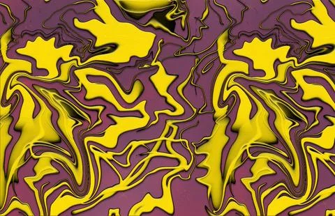 Background of melted, twisted violet and golden  coloured shiny fabric Stock Illustration