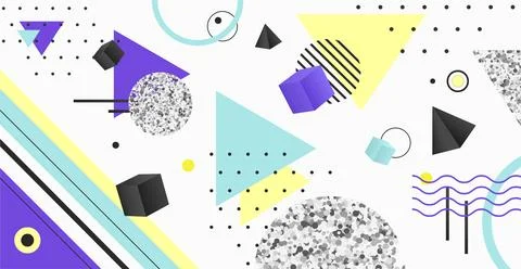 Background with memphis design elements. Form Geometric Line Shapes. Stock Illustration