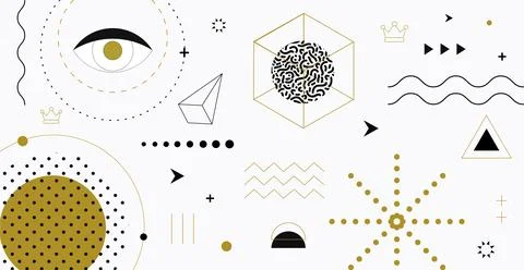Background with memphis design elements. Form Geometric Line Shapes Stock Illustration