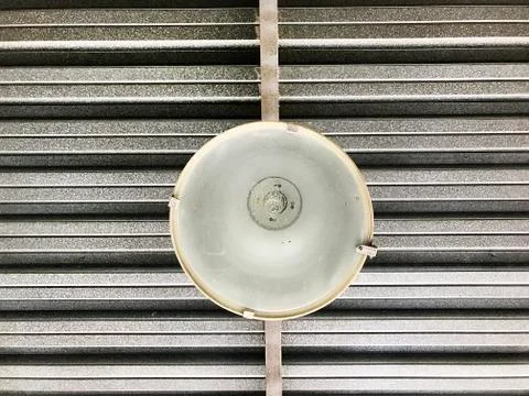 Background - metal ceiling, ceiling and lamp. Stock Photos