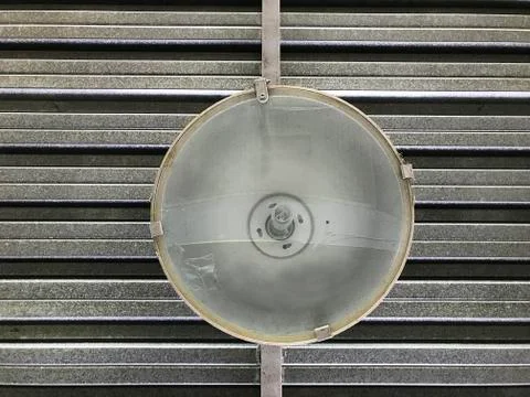Background - metal ceiling, ceiling and lamp. Stock Photos