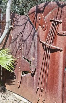 Background metal texture with rust with rivets for product photography Stock Photos