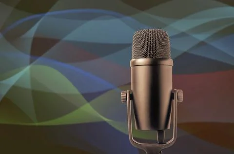 Background with microphone and copy space Fotos de archivo