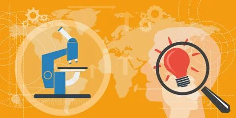 Background with microscope and lamp Stock Illustration