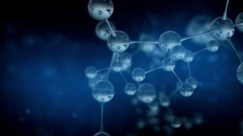 Background with molecule or atom. Abstract molecular structure. Realistic cool Stock Illustration