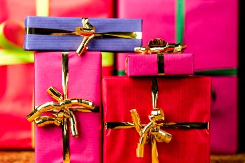 Background with monochrome gift boxes. Stock Photos