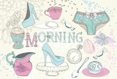 Background with morning tea Stock Illustration