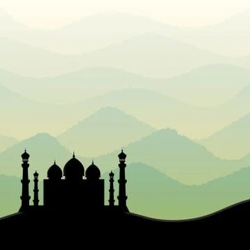 Background with mosque silhouette Stock Illustration