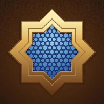Background mosque window with arabic pattern Stock Illustration