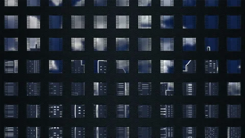Background with motion tile from standard windows with spros and a reflection of Stock Footage 143512775