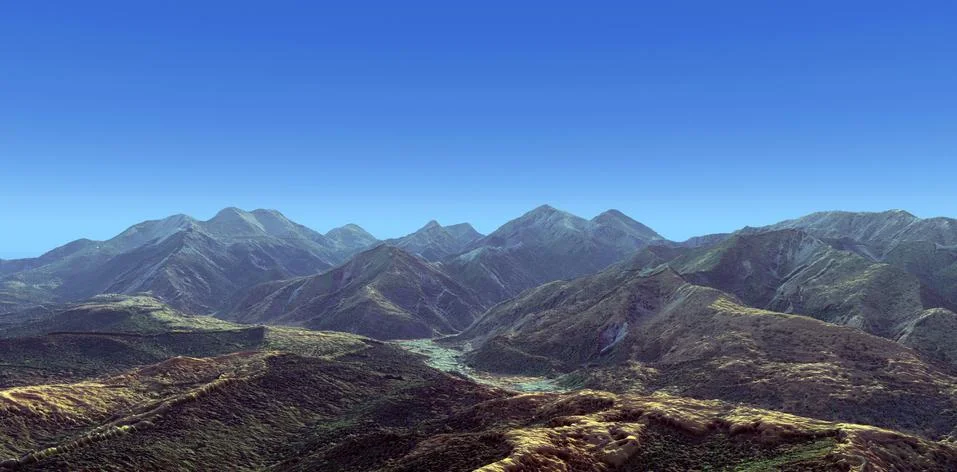 Background with mountain landscape 3d rendering Stock Illustration